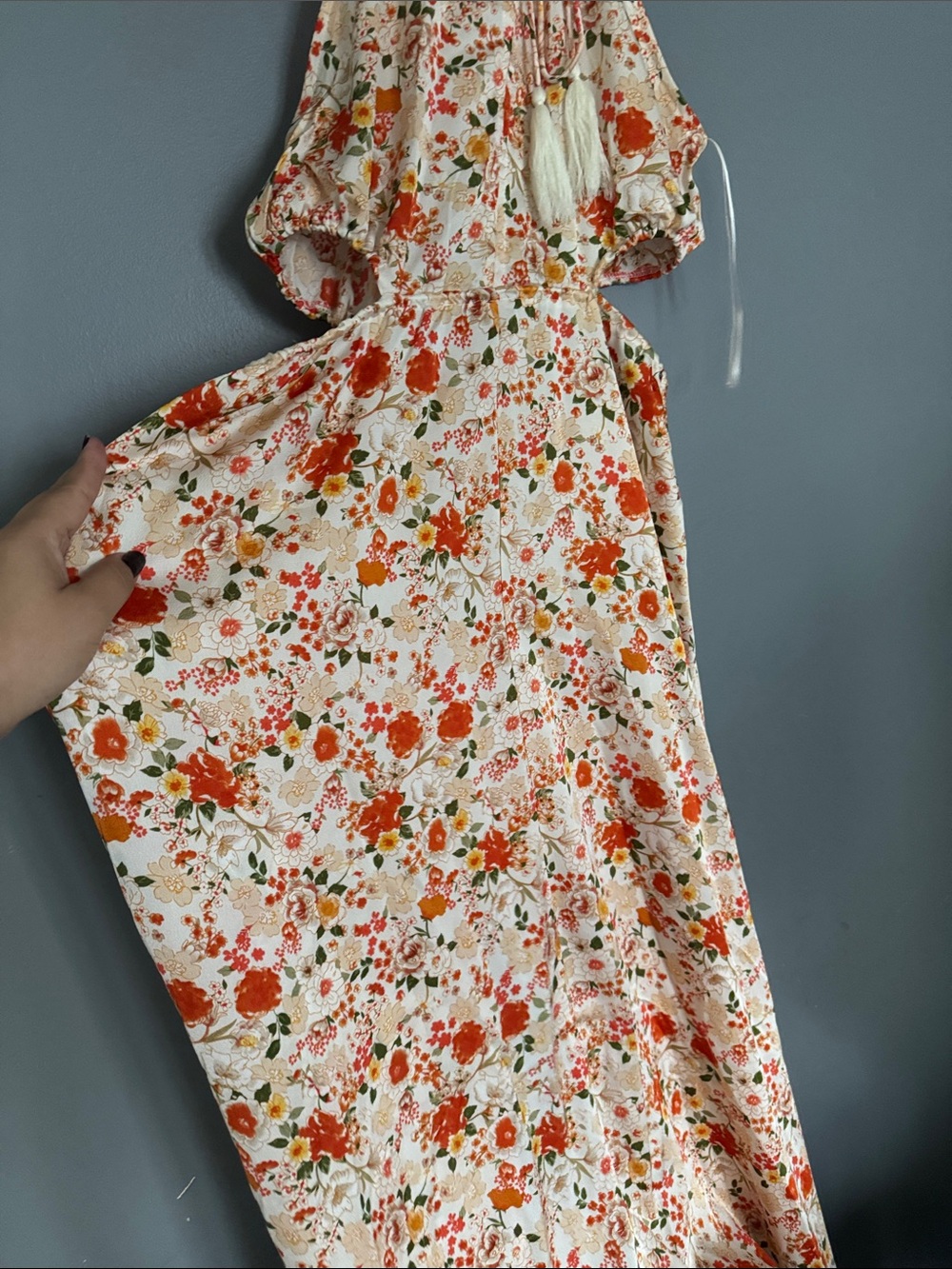 HYFVE Floral Halter Maxi Dress in Ivory and Orange - Picture 8 of 8